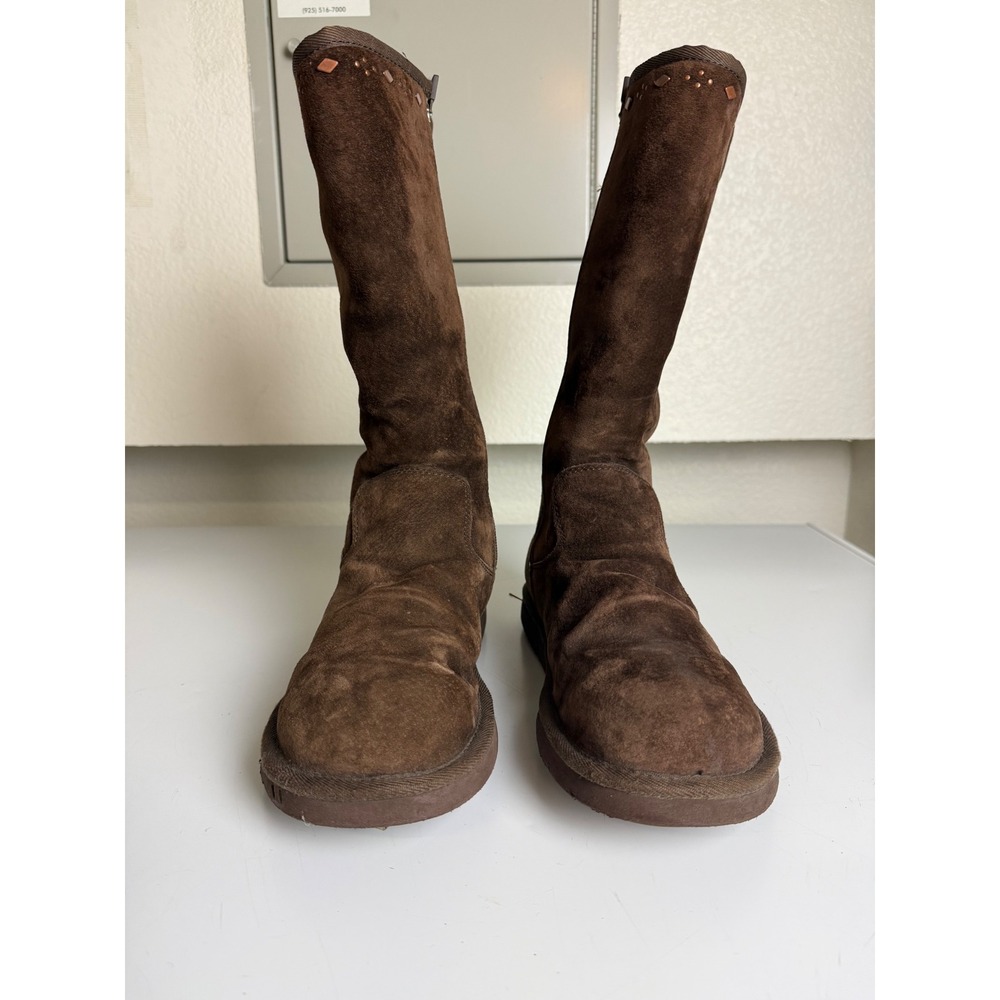 UGG Australia Sunburst Tall Brown Suede Studded Sheepskin Boots 5544 Womens 10